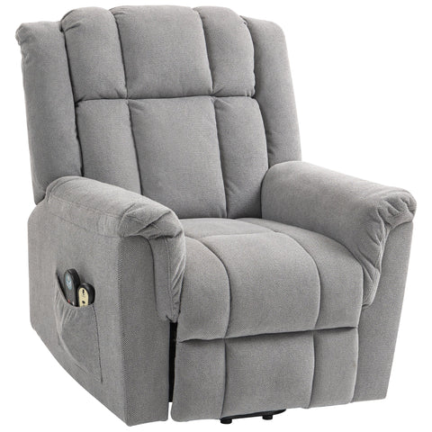 Rootz Powerlift Massage Chair - Heat Function Recliner - Upholstered Armchair - Enhances Circulation - 85cm x 91cm x 104cm