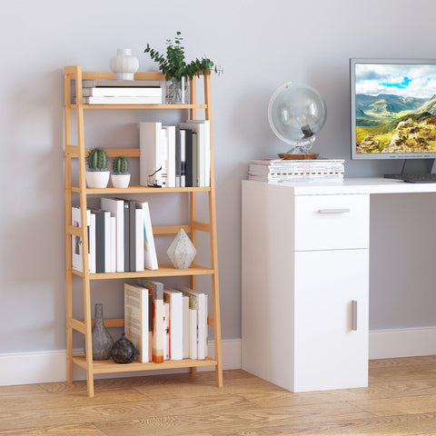 Rootz 4 Level Bamboo Conductor Shelf - Natural Wood Shelf - Durable Organizer - Space Saver - 48L x 31.5B x 120H cm