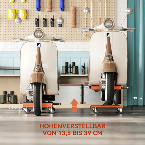 Rootz Motorcycle Lifter - Motorbike Hoist - Bike Jack - 500kg Capacity - Steel Construction - Adjustable 135-390mm - Orange