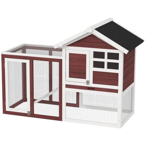 Rootz Rabbit Hutch Multi-Equipped - Animal Shelter - Bunny Cage - Waterproof Roof - 122cm x 63cm x 92cm