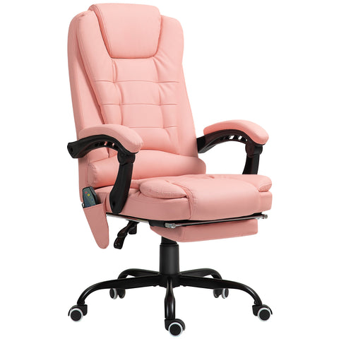 Rootz Massage Office Chair - Recliner - Executive Chair - 7 Vibration Points - Faux Leather - 67 x 67 x 111-121cm - Pink
