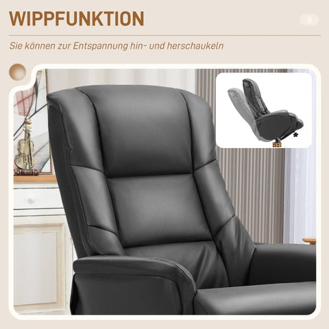 Rootz Relaxation Chair with Stool - TV Armchair - Recliner - Faux Leather - Natural Wood Frame - 71cm x 84cm x 102cm
