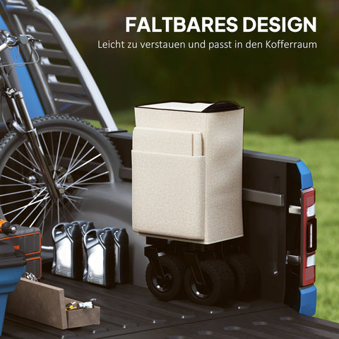 Rootz Garden Car - Foldable Transport Cart - Resilient Handcart - 100kg Capacity - 90cm x 48cm x 92cm - Brown Oxford Fabric