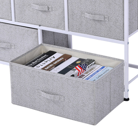 Rootz Chest of Drawers - Storage Furniture - 5 Drawer Dresser - Space-Saving - 100 x 30 x 54 cm - Steel Frame -   Grey Wood Finish