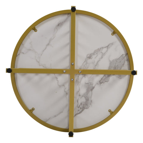 Rootz Nesting Coffee Table Set - High Gloss Tables - Marble Look - Luxurious Design - 70x70x50cm & 50x50x45cm - Gold-Plated Durability