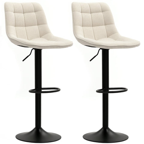 Rootz Modern 2 Set Rotating Bar Chairs - Adjustable Stools - Padded Bar Seats - Height Versatile 63-84cm - 47b x 53t x 96-117h cm