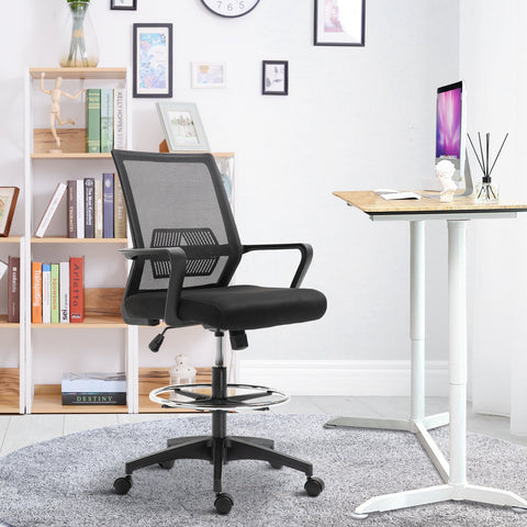 Rootz High-Back Office Chair - Ergonomic Swivel Chair - Height Adjustable Chair - Breathable Mesh - 64L x 59W x 104-124H cm
