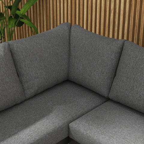 Rootz Outdoor Seating Group - 5-piece Lounge Furniture - Garden Furniture Set - Coffee Table - Seat Cushions - Gray + Natural - 148 cm x 61 cm x 71.5 cm