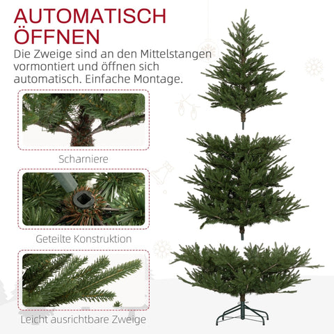 Rootz Christmas Tree - Artificial Pine Tree - Hinged Branches - Flame-Resistant - Metal Base - Green - 110cm x 180cm