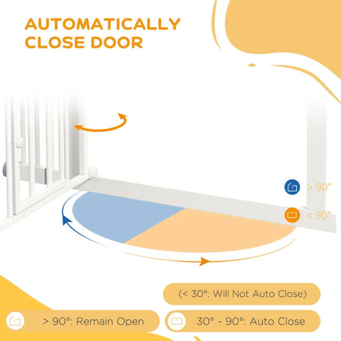 Rootz Dog Gate - Stair Gate - Automatic Closing - Adjustment Screw - One-hand Operation - Security Gate - Round Double Sided Tape - Steel-PA - White - 100cm x 4cm x 76cm