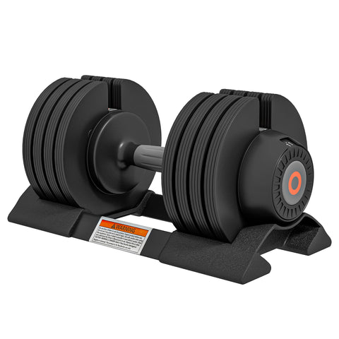 Rootz Adjustable Single Dumbbell - Free Weights - Exercise Dumbbell - Non-Slip Grip - 37cm x 18cm x 18cm - Black