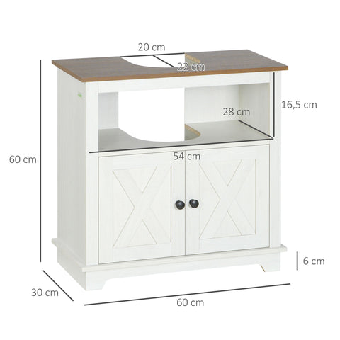 Rootz Bathroom Cabinet Vanity - Base Cabinet - Storage Unit - Space-Saving - 60 x 30 x 60 cm - White - Optimizes Space Under Sink