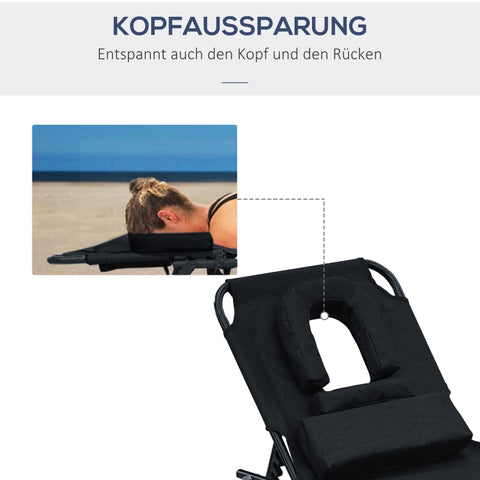 Rootz Opvouwbare balkonligstoel - Ligstoel - Ligstoel - Ultieme ontspanning - Verstelbare rugleuning - Leesvenster - 190 cm x 56 cm x 28 cm - Duurzaam staal