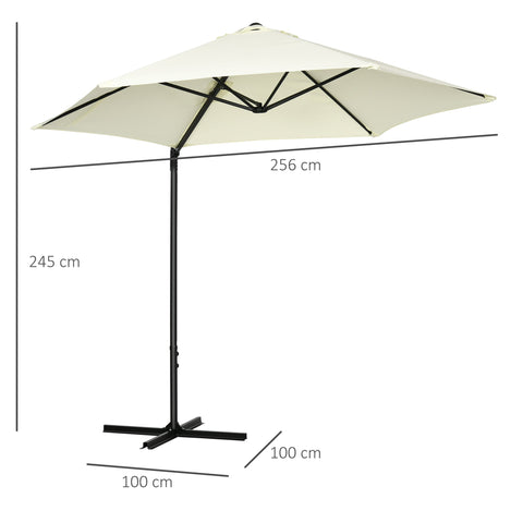 Rootz Cantilever Parasol - Outdoor Umbrella - Garden Sunshade - UV Protection - 256cm Diameter - Beige - 100cm Base