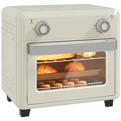 Rootz 10L Mini Convection Oven - Air Fryer - Touchscreen Cooker - Less Oil Cooking - 32 cm Weight x 27.2 cm Depth x 29.8 cm Height - White & Silver