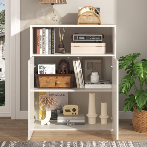 Rootz Elegant White Sideboard - Storage Cabinet - Credenza - Scratch-Resistant - 70L x 35W x 90H cm