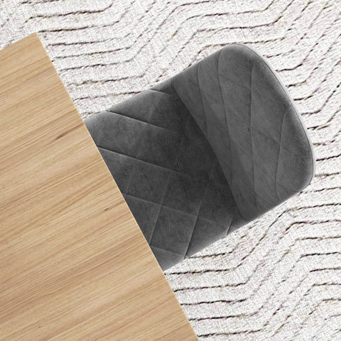 Rootz Grey Velvet Dining Chairs Set - Upholstered Kitchen Chairs - Metal Legs - Comfortable Backrest - 45cm x 54cm x 87cm