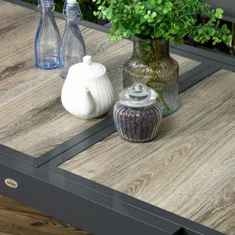 Rootz Uitschuifbare Tuintafel - Buiteneettafel - Gemakkelijk schoon te maken - Aluminium frame - Houtlook - Beige - 160 x 80 x 75 cm