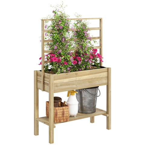 Rootz Raised Garden Bed on Stand - Elevated Planter - Wooden Flower Box - Promotes Vertical Growth - 88cm x 37cm x 137cm