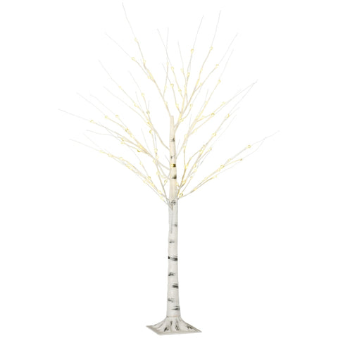 Rootz Artificial Birch Tree with LED Lights - White Birch Tree - Decorative LEDs - Weatherproof - 22cm x 22cm x 150cm