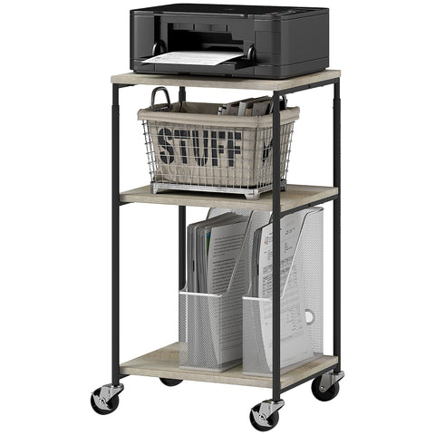 Rootz 3 Level Printer Stand - Mobile Printer Table - Adjustable Printer Holder - Height Adjustable - 39cm x 34.5cm x 72.5/81.5cm
