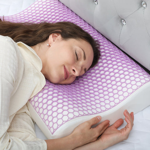 Rootz Memory Foam Pillow - Neck Support Pillow - Removable Cover Pillow - Ergonomic 2 Heights - 10/12cm