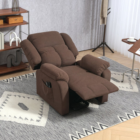 Rootz Stand-Up Recliner Chair - Massage Chair - Heated Chair - Cozy Comfort - 92W x 102D x 104H cm - Brown Velvet Finish