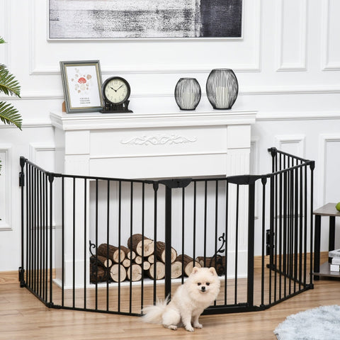 Rootz 2-in-1 Barrier Dog Playpen - Pet Fence - Security Gate - Safe & Foldable - 300cm x 3cm x 74.5cm Fully Extended