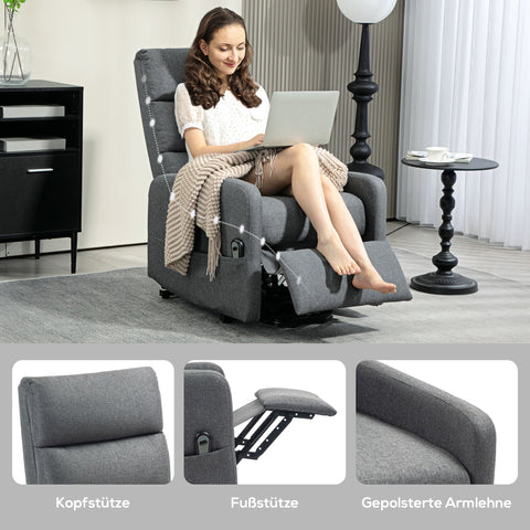 Rootz Electrical Relaxation Armchair - Power Recliner - TV Chair - Standing Aid - 62cm x 86.5cm x 105cm - Soft Foam Comfort