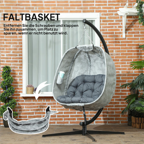 Rootz Egg-Shaped Outdoor Hanging Chair - Wall Swing - Nest-Like Seat - Ultimate Comfort - 126L x 90B x 180H cm