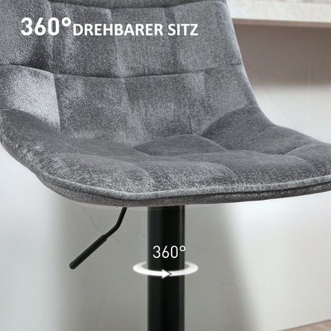 Rootz Modern 2 Set Rotating Bar Stools - Adjustable Counter Chairs - Padded Bar Seating - Comfortable & Stylish - 47 x 53 x 96-117 cm - Grey and Black
