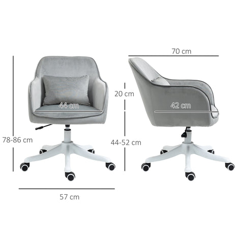 Rootz Velvet Office Chair - Swivel Chair - Ergonomic Seating - Massaging Cushion - 55W x 70D x 78-86H cm
