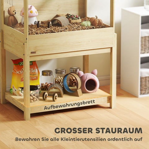 Rootz 2 Floor Hamster Cage - Rodent Enclosure - Small Animal Habitat - Foldable Lid - Brown - 83.2cm x 50cm x 103cm