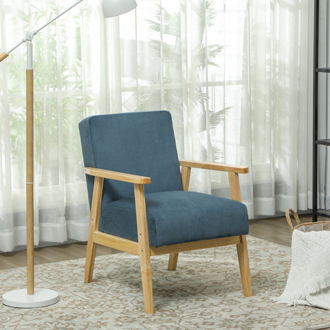 Rootz Lounge Chair - Single Seat - Cord Armchair - Mid-Century Modern Design - Comfort & Style - 59x67x79.5cm