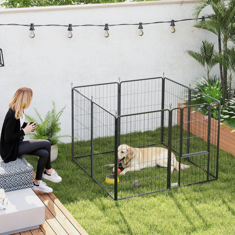 Rootz Puppy Runpon 8-Corner Puppy Playpen - Pet Enclosure - Dog Pen - Adjustable Design - 136x136x100cm / 204x68x100cm