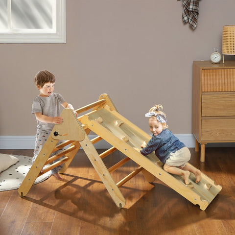 Rootz Climbing Frame Set - Climbing Toy - Triangular Ladder - Smooth Pine Plywood - Foldable Design - 147L x 64.5W x 63H cm