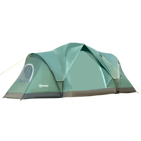 Rootz Camping Tent - Guy Ropes - Carry Bag - 5-6 Persons - Family Tent - Lamp Hooks - Side Pockets - Polyester-Oxford - Green-Black - 4.55 x 2.3 x 1.8m