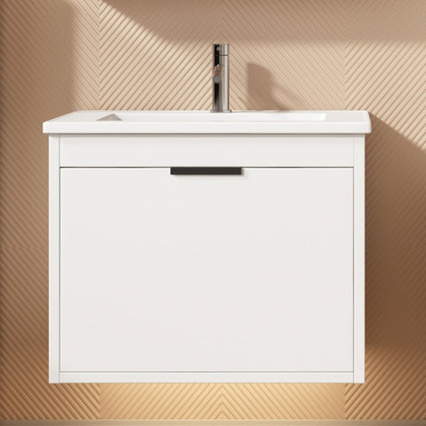 Rootz Hanging Sink Cabinet - Floating Vanity - Bathroom Storage - Soft Close Drawers - 59cm x 46.5cm x 47cm