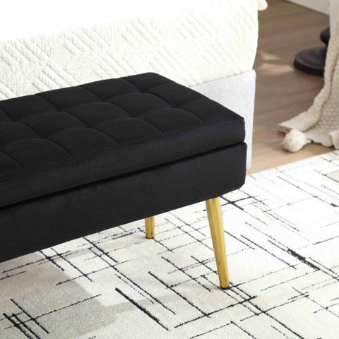 Rootz Modern Storage Bench - Upholstered Velvet Seat - Minimalist Furniture - Ample Storage Space - 111cm x 35cm x 44.5cm