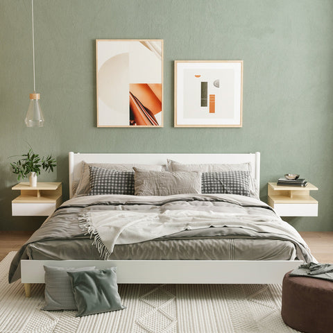 Rootz Set of 2 Wall Night Tables - Bedside Tables - Floating Tables - Space Optimizing Storage - 35x32x22.5cm