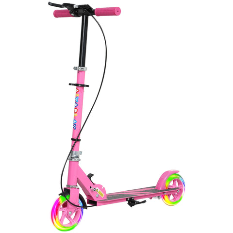 Rootz Children's Scooter - Double Brakes - Foldable Metal Kick Roller - Safe Rides - 73x36x73-89cm - For Ages 3-8 - Pink