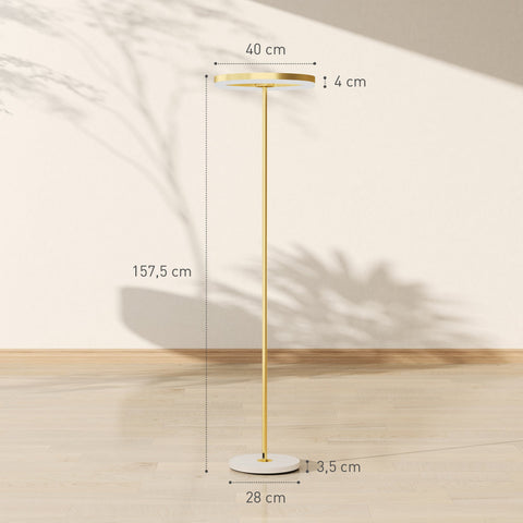 Rootz Floor Lamp - Standing Light - Adjustable Lighting - Dimmable Foot Switch - Metal & Acrylic - 4000K - Gold - 40L x 157.5H cm