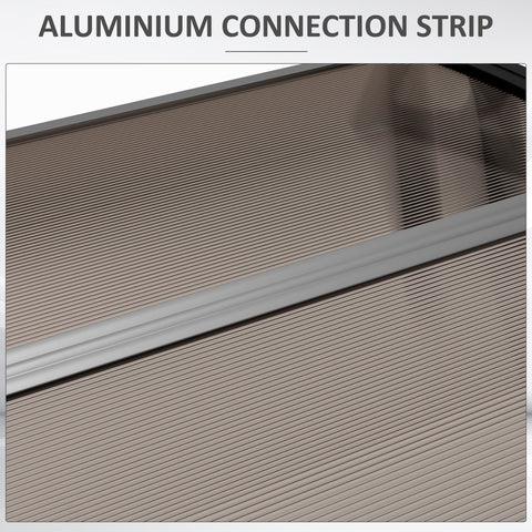 Rootz Door Roofing - Canopy Awning - Weather Shield - Protects Against Rain, Wind & Hail - 103 x 96.5 x 27 cm - Brown Polycarbonate & Aluminum