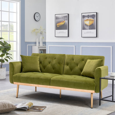 Rootz 3-Seater Sofa Bed - Velvet Sofa - Convertible Couch - Adjustable Comfort - 161.97L x 77.97W x 79.98H cm