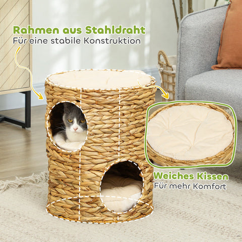 Rootz Scratching Barrel Cat Tower - Cat Condo - Cat Tree - Cozy Caves - 40cm x 50cm x 22cm - Ideal for Cats Up to 3.5kg