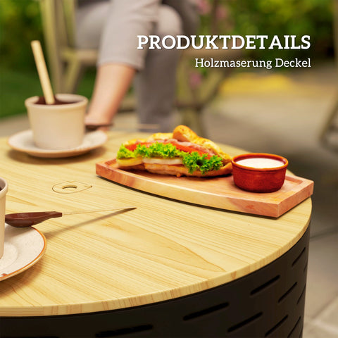 Rootz 3-in-1 Fire Bowl - Fireplace - Grill - Rust Resistant - Stainless Steel - 60cm x 60cm x 39cm