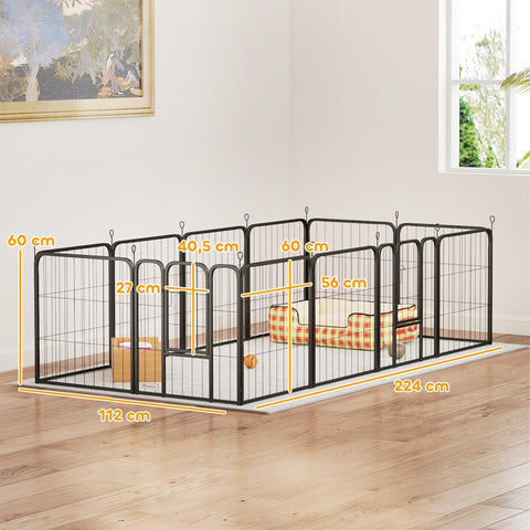 Rootz Dog Park Kennel - Puppy Playpen - Pet Enclosure - Versatile Design - 168x168x60cm or 224x112x60cm