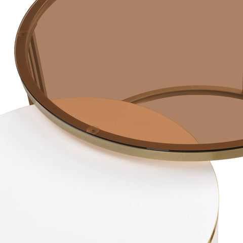 Rootz 2-in-1 Coffee Table Set - Modern Living Room Table - Round Glass Tables - Storage Drawers - 70x70x45cm & 50x50x40cm