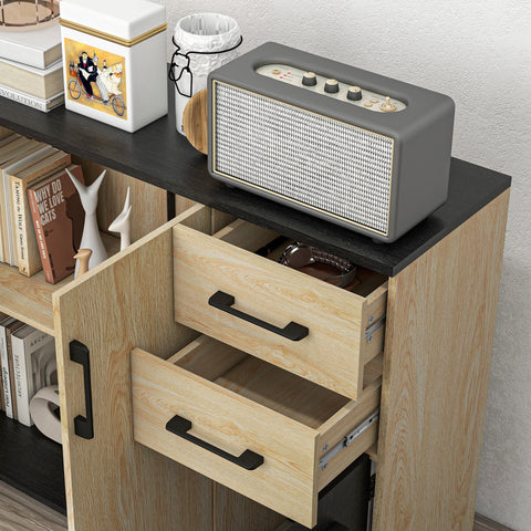 Rootz Sideboard Kitchen Storage - Cupboards - Drawers - Adjustable Shelf - 90cm x 30cm x 75.5cm - Organize Effortlessly