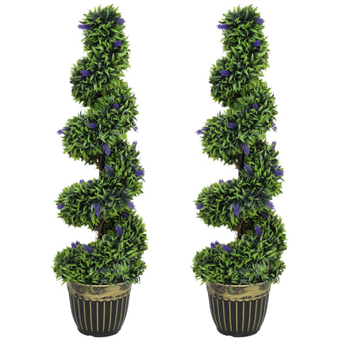 Rootz 2-Part Art Plant Set - Artificial Plants - Faux Greenery - No Maintenance, Cement Base - 115cm x Ø28cm x 21.5cm